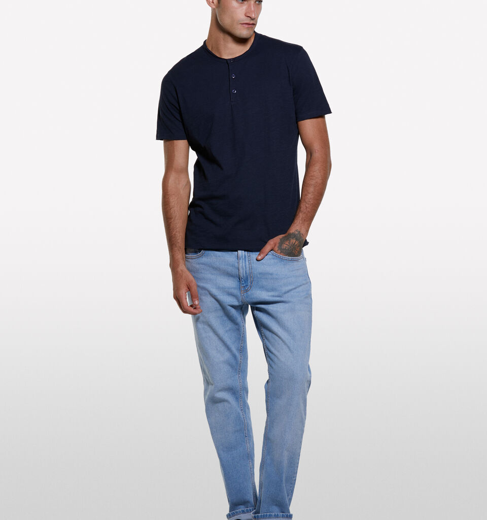 Dark blue Henley t-shirt - men's short sleeve t-shirts - Dark Blue | Sisley image number 1